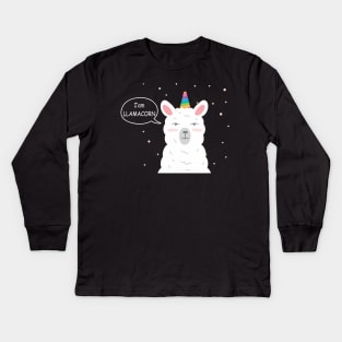 Funny Llamacorn - Funny Cute Llama Unicorn Kids Long Sleeve T-Shirt